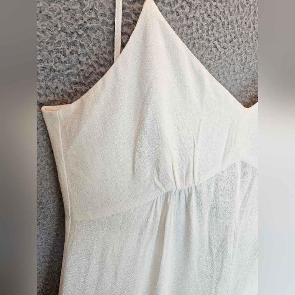 Topshop Jumpsuit Womens Sz 8 Wide Leg Sheer Low Back Beach Wear Oversized Ivory - Picture 6 of 16